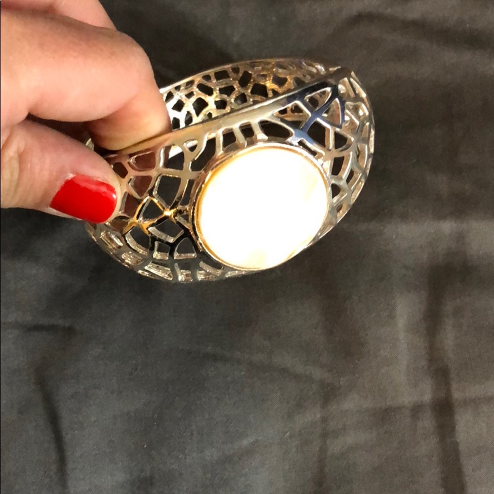 Silver and stone cuff